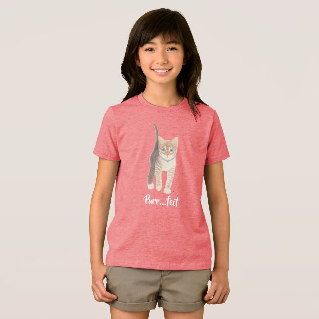 Tabby Kitten Baby Girl's Tri-Blend Shirt (Vorderseite Voll)