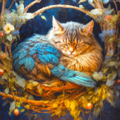 Tabby Kitten Bird in Round Nest Puzzle