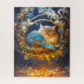 Tabby Kitten Bird in Round Nest Puzzle (Vertikal)