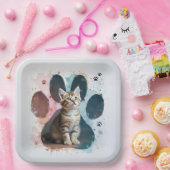 Tabby Kitten in Aquarellfarben Print Pappteller (Party)