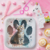Tabby Kitten in Aquarellfarben Print Pappteller (Party)