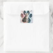 Tabby Kitten in Aquarellfarben Print Quadratischer Aufkleber (Tasche)