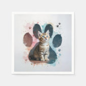 Tabby Kitten in Aquarellfarben Print Serviette (Vorderseite)