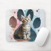 Tabby Kitten in Pawprint Mousepad (Mit Mouse)