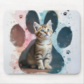Tabby Kitten in Pawprint Mousepad (Vorne)