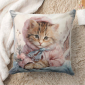 Tabby Kitten in rosa Kissen (Decke)