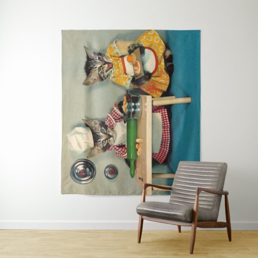 Tabby Kitten Koch und Tabby Kitten Assistentin Wandteppich (Beispiel)