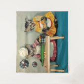 Tabby Kitten Koch und Tabby Kitten Assistentin Wandteppich (Vorderseite)