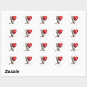 Tabby Kitten mit Big Red Heart Sticker (Blatt)