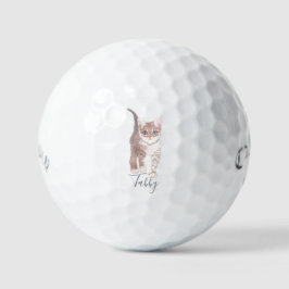 Tabby Kitten mit Text-Golf-Balls Golfball