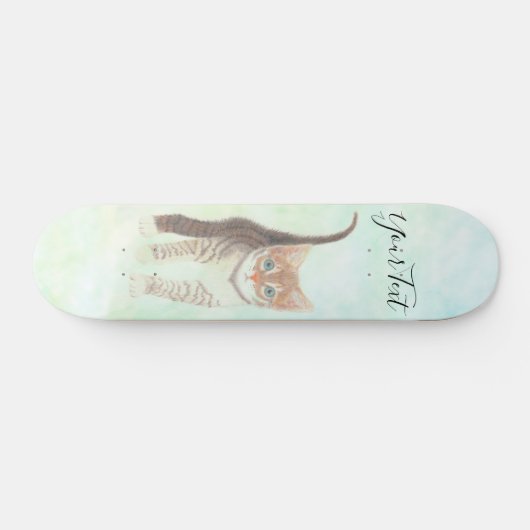 Tabby Kitten mit Textskateboard Skateboard (Horizontal)