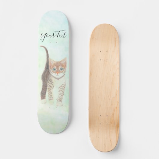 Tabby Kitten mit Textskateboard Skateboard (Vorderseite)