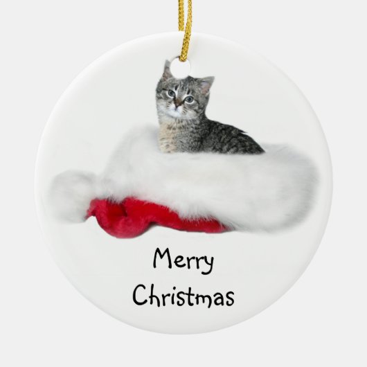 Tabby Kitten Weihnachten Keramikornament (Vorne)