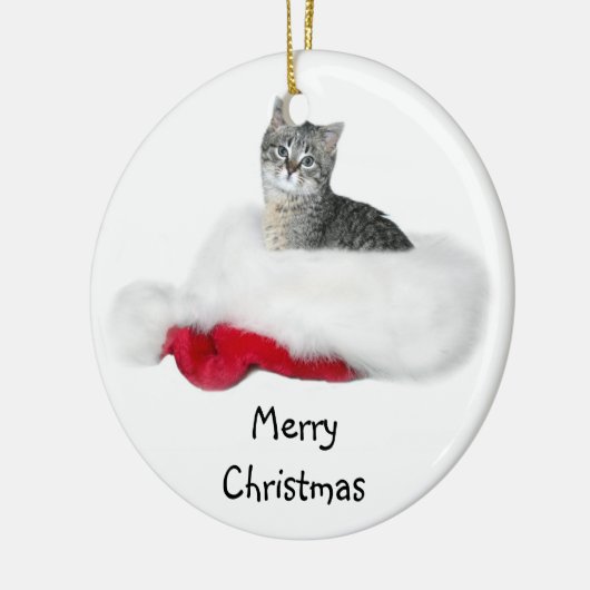 Tabby Kitten Weihnachten Keramikornament (Links)
