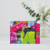 Tabby Kitty Cat Geburtstag Postkarte (Stehend Vorderseite)