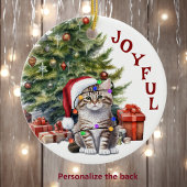 Tabby Kitty Cat in Christmas Lights für Großkind Keramik Ornament