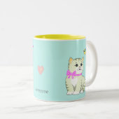 Tabby Kitty Cat & Little Bird auf Light Blue Zweifarbige Tasse (VorderseiteRechts)