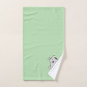 Tabby Kitty Cat & Name Text auf Light Green Badhandtuch Set (Handtuch)