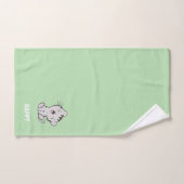 Tabby Kitty Cat & Name Text auf Light Green Badhandtuch Set (Handtuch)