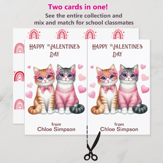 Tabby Kitty Cats Valentine-Klassenkarte Postkarte