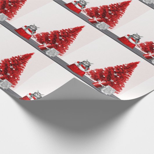 Tabby Kitty Weihnachten Geschenkpapier (Ecke)