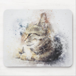 Tabby-Liebe ABSTRAKT Wasserfarbe Mousepad