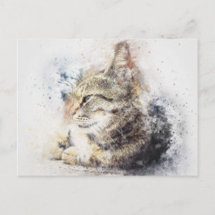 Tabby-Liebe ABSTRAKT Wasserfarbe Postkarte
