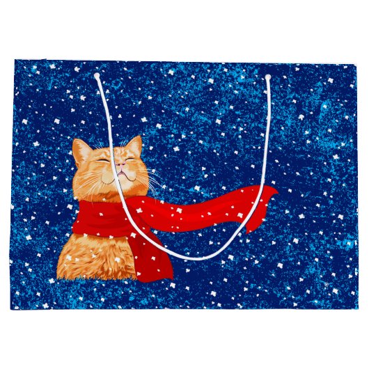 Tabby Lieben Snow Große Geschenktüte (Rückseite)