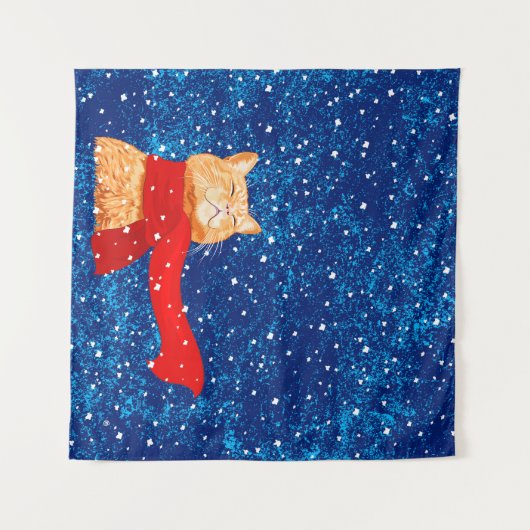 Tabby Lieben Snow Wandteppich (Vorderseite (Horizontal))