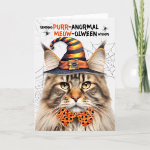 Tabby Maine Coon Cat PURRanormal MEOWolween Feiertagskarte