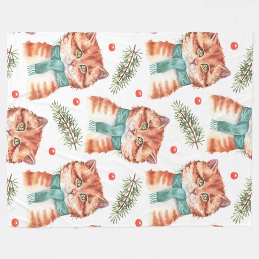 TABBY MIT FERIENSKARTEN FLEECEDECKE (Vorderseite (Horizontal))