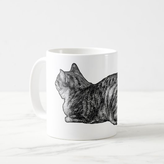 Tabby mit Paws Tucked Kaffeetasse (Vorderseite Links)
