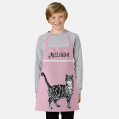 Tabby Pastel Katzen Kinder Mädchen leicht rosa Schürze (Getragen)