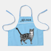 Tabby Pastel Katzen Kinder Mädchen Licht blau Schürze (Vorderseite)