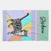 Tabby Pastell Katzen Frauen Pastellfarben Geschirrtuch (Horizontal)