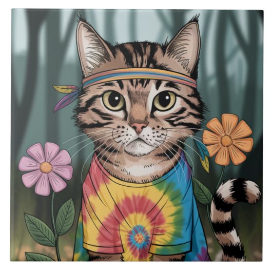 Tabby Peace Cat Decorative Tile Fliese (Vorderseite)