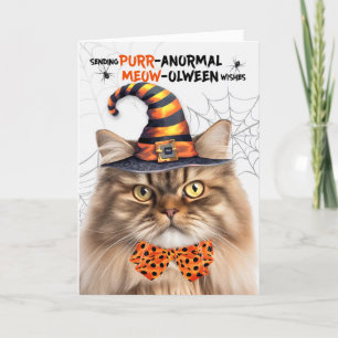 Tabby Persian Cat PURRanormal MEOWolween Feiertagskarte