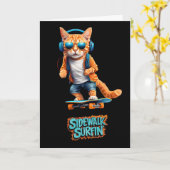 Tabby Skateboarder Karte (Gelbe Blume)