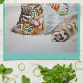 Tabby tabbies Niedlich Katzen Aquarell Niedliches Geschirrtuch (Gefaltet)