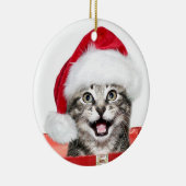 Tabby-Weihnachtskätzchen Keramikornament (Rechts)