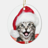 Tabby-Weihnachtskätzchen Keramikornament (Links)