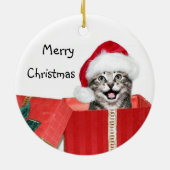 Tabby-Weihnachtskätzchen Keramikornament (Hinten)