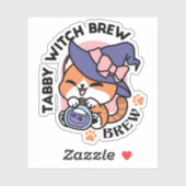 Tabby Witch Brew – Cute Halloween Cat Design Aufkleber (Blatt)