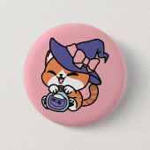 Tabby Witch Brew – Cute Halloween Cat Design Button (Vorderseite)