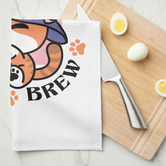 Tabby Witch Brew – Cute Halloween Cat Design Geschirrtuch (Viertel Falte)