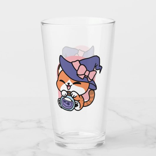 Tabby Witch Brew – Cute Halloween Cat Design Glas (Rückseite)