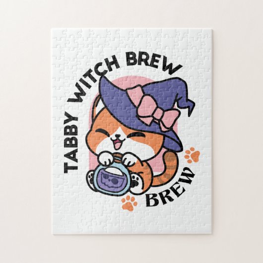 Tabby Witch Brew – Cute Halloween Cat Design Puzzle (Vertikal)