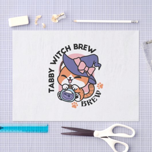 Tabby Witch Brew – Cute Halloween Cat Design Seidenpapier (Handwerk)