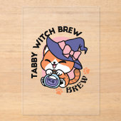 Tabby Witch Brew - Niedliches Halloween Cat Design Acryleinladungen (Vorderseite)
