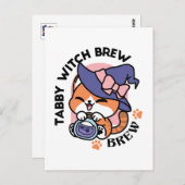 Tabby Witch Brew - Niedliches Halloween Cat Design Postkarte (Vorne/Hinten)